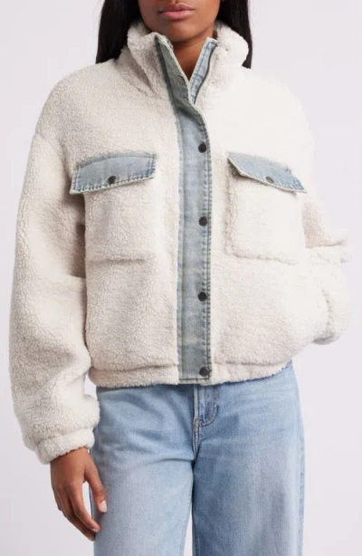 Thread & Supply Faux Shearling & Denim Crop Jacket