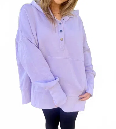 Much Ado Hannah Pullover Hoodie Top In Lavender
