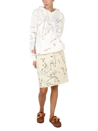Jw Anderson Oscar Wilde Capsule White Denim Midi Skirt In White