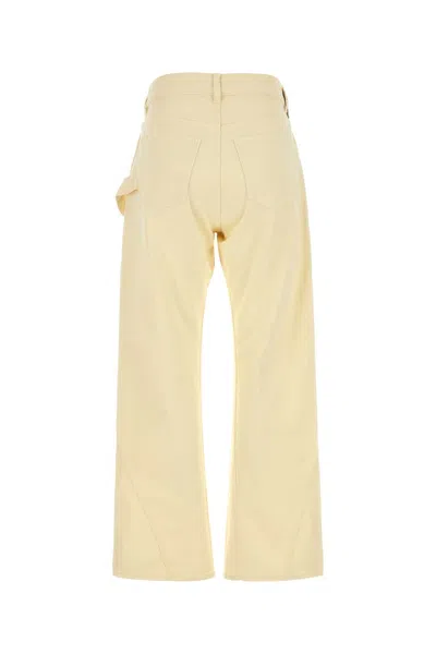 Jw Anderson Workwear Cotton Pants With Yellow Twisted Leg In Yellow