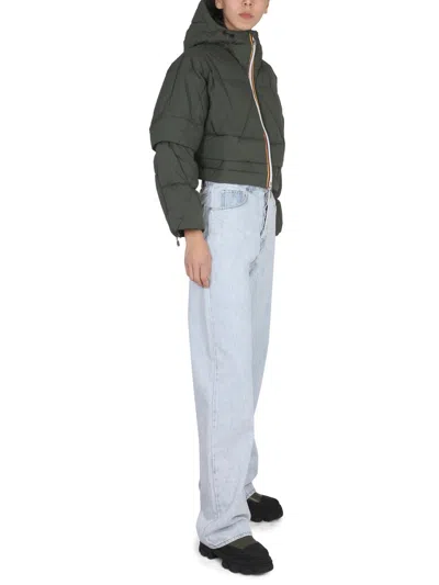 K-way Woman Down Jacket Military Green Size L Polyamide