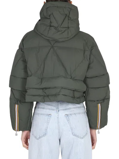 K-way Woman Down Jacket Military Green Size L Polyamide