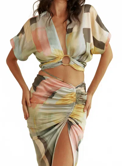 Jbq Clara Top In River Abstract In Multi