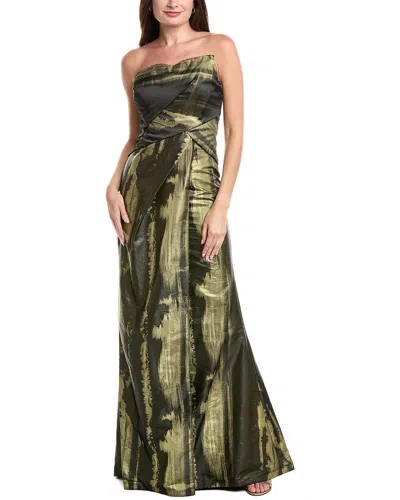 Rene Ruiz Strapless Hand-draped Gown In Multi