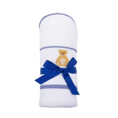 Mainstreet Collection Boy's Bear Smocked Hooded Towel In Navy