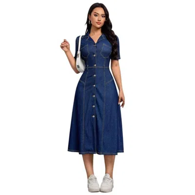Fashnzfab Women Fashion Denim Maxi Dress