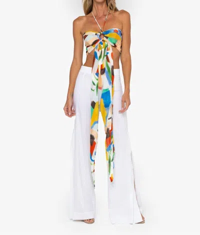Jbq Olivia Top In Abstract Leaf In Multi