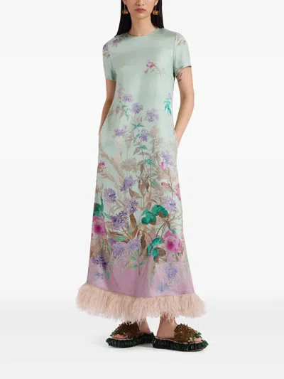 La Doublej La Double J Flowing Floral Maxi Dress With Fringe Detail