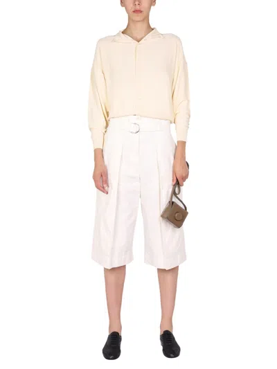 Lemaire Belted Bermuda Shorts In White