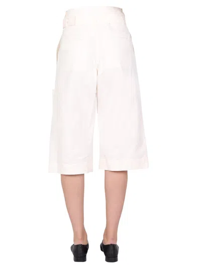 Lemaire Belted Bermuda Shorts In White