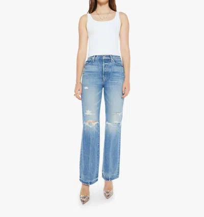 Mother The Rambler Sneak High-waisted Pants In Blue In Blue