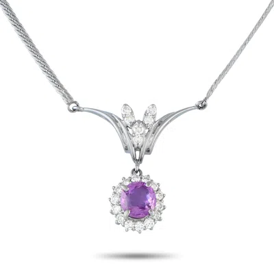 Lb Exclusive 18k White Gold 0.64ct Diamond And Sapphire Necklace Mf13-061625