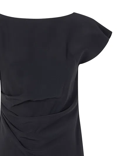 Liviana Conti Asymmetrical Draped Top In Black