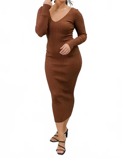 Hera Collection Seduction Ribbed Allure Dress In Chocolate