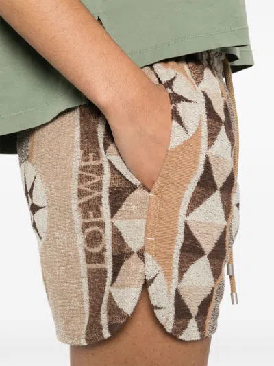 Loewe Cotton Blend Jacquard Shorts In Gray