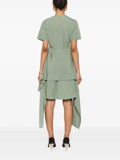 Loewe Pebble Dress In Viscose And Linen In Green