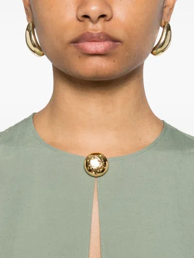 Loewe Pebble Dress In Viscose And Linen In Green