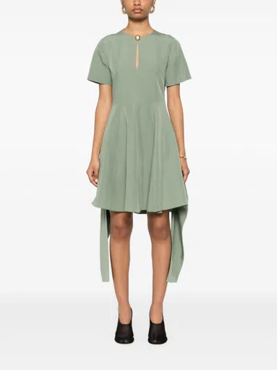 Loewe Pebble Dress In Viscose And Linen In Green