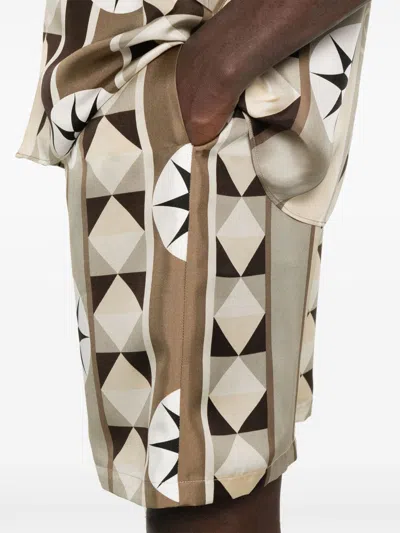 Loewe Printed Silk Shorts In Green