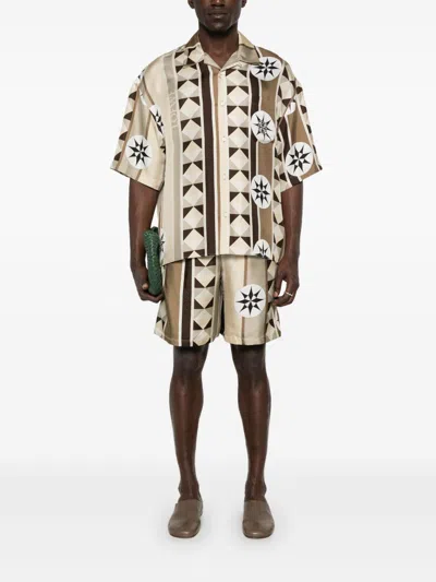 Loewe Printed Silk Shorts In Green