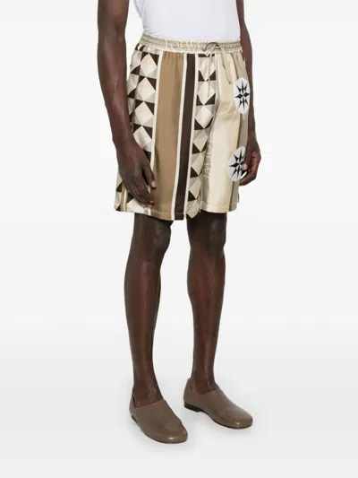 Loewe Printed Silk Shorts In Green