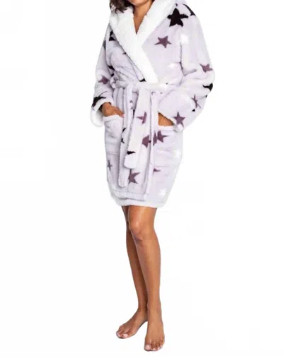 Pj Salvage Stars Cozy Plush Robe In Light Gray In White