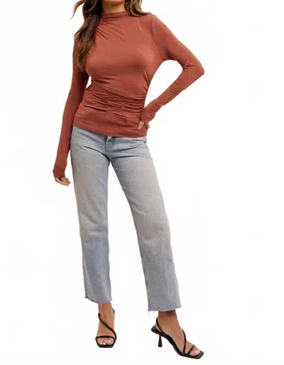 Hem & Thread Ruched And Ready Top In Rust In Brown