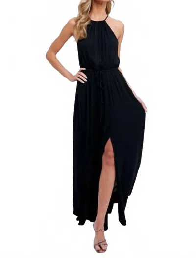 Bluivy Halter Neck Maxi Dress In Black In Black