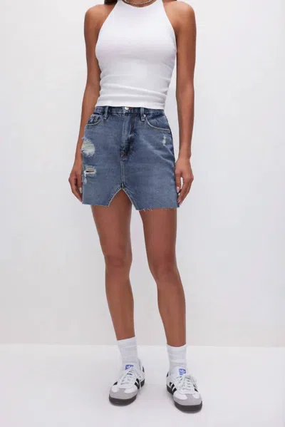 Good American Cut Out Mini Skirt In Indigo In Blue