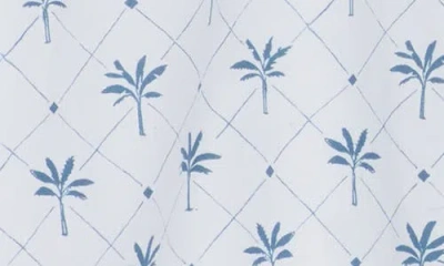 Original Penguin Palm Print Short Sleeve Stretch Button-down Shirt In Blue