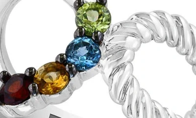 Effy Sterling Silver Multi Gemstone Ring In White