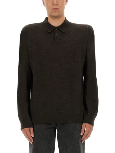 Maison Margiela Wool Sweater With Elbow Patches In Brown