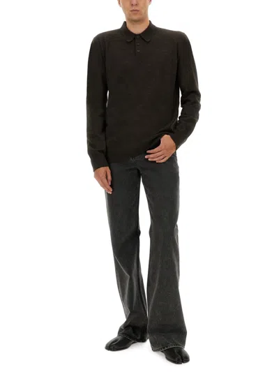 Maison Margiela Wool Sweater With Elbow Patches In Brown