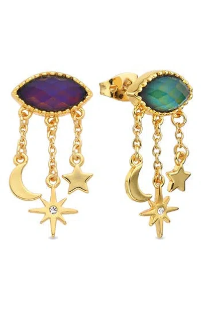 Eye Candy Los Angeles Celia Moonstone Mismatched Drop Earrings