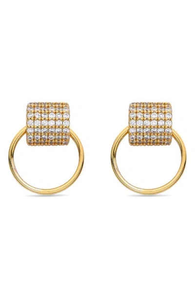 Eye Candy Los Angeles Roxanne Pavé Cubic Zirconia Doorknocker Earrings