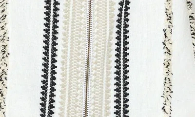 Raga Stripe Embroidered Cotton Short Sleeve Zip-up Shirt