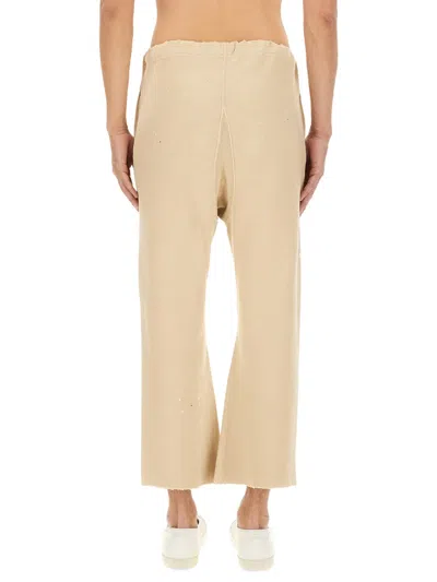 Maison Margiela Cotton Trousers With Distressed Finish In Neutral
