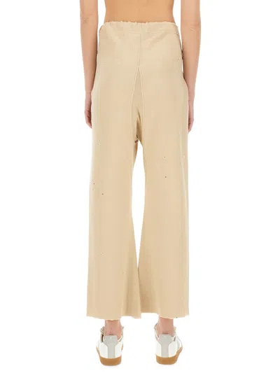 Maison Margiela Cotton Trousers With Distressed Finish In Neutral