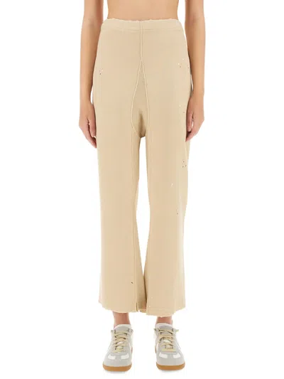 Maison Margiela Cotton Trousers With Distressed Finish In Neutral