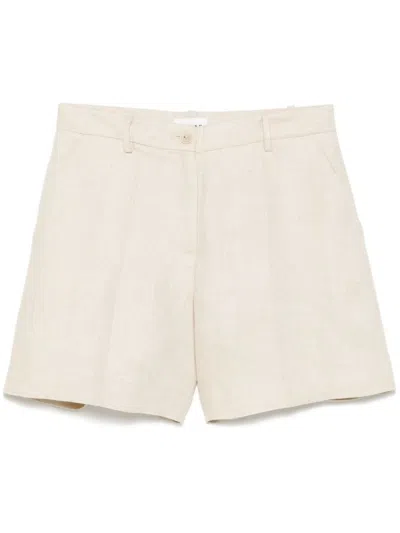 P.a.r.o.s.h Beige Linen Tailored Shorts With High Waist