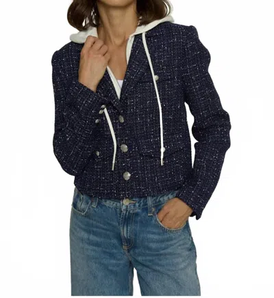 Central Park West Crop Tweed Dickie Blazer In Navy