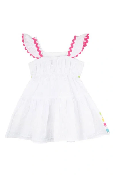 Rare Editions Flutter Sleeve Seersucker Dress & Bloomers Set In Multi
