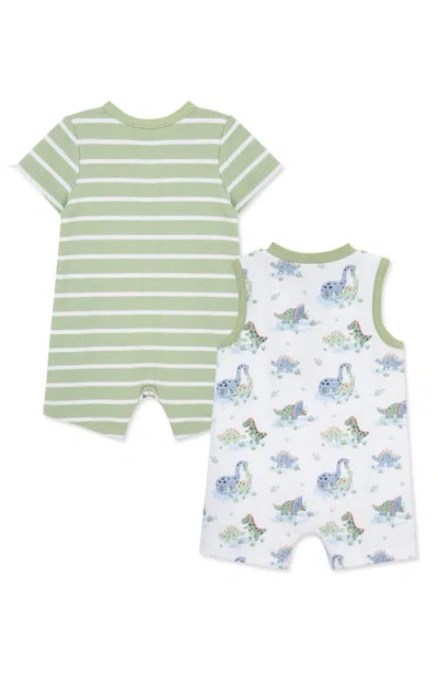 Little Me Dinos 2-pack Assorted Rompers In Gray