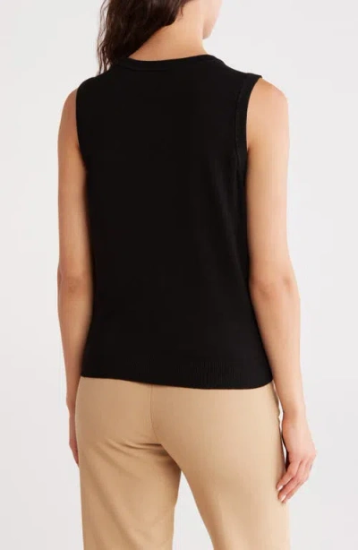 Dkny Sleeveless Mixed Media Sweater In Black