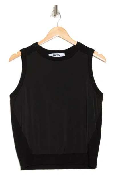 Dkny Sleeveless Mixed Media Sweater In Black