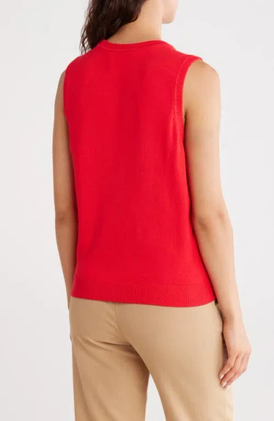 Dkny Sleeveless Mixed Media Sweater In Red