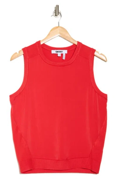 Dkny Sleeveless Mixed Media Sweater In Red
