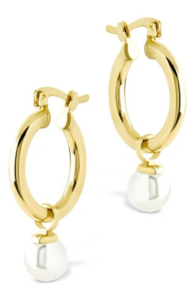 Sterling Forever 5-5.5mm Cultured Freshwater Pearl Dangle Hoop Earrings