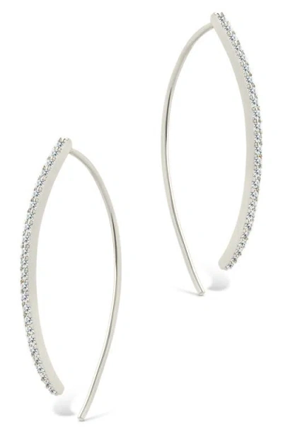 Sterling Forever Vanessa Delicate Pavé Cubic Zirconia Threader Earrings