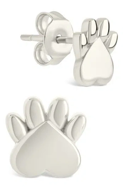 Sterling Forever Paw Print Stud Earrings